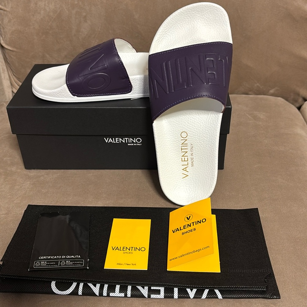 Valentino Violet & White Slide Sandals-size 7
